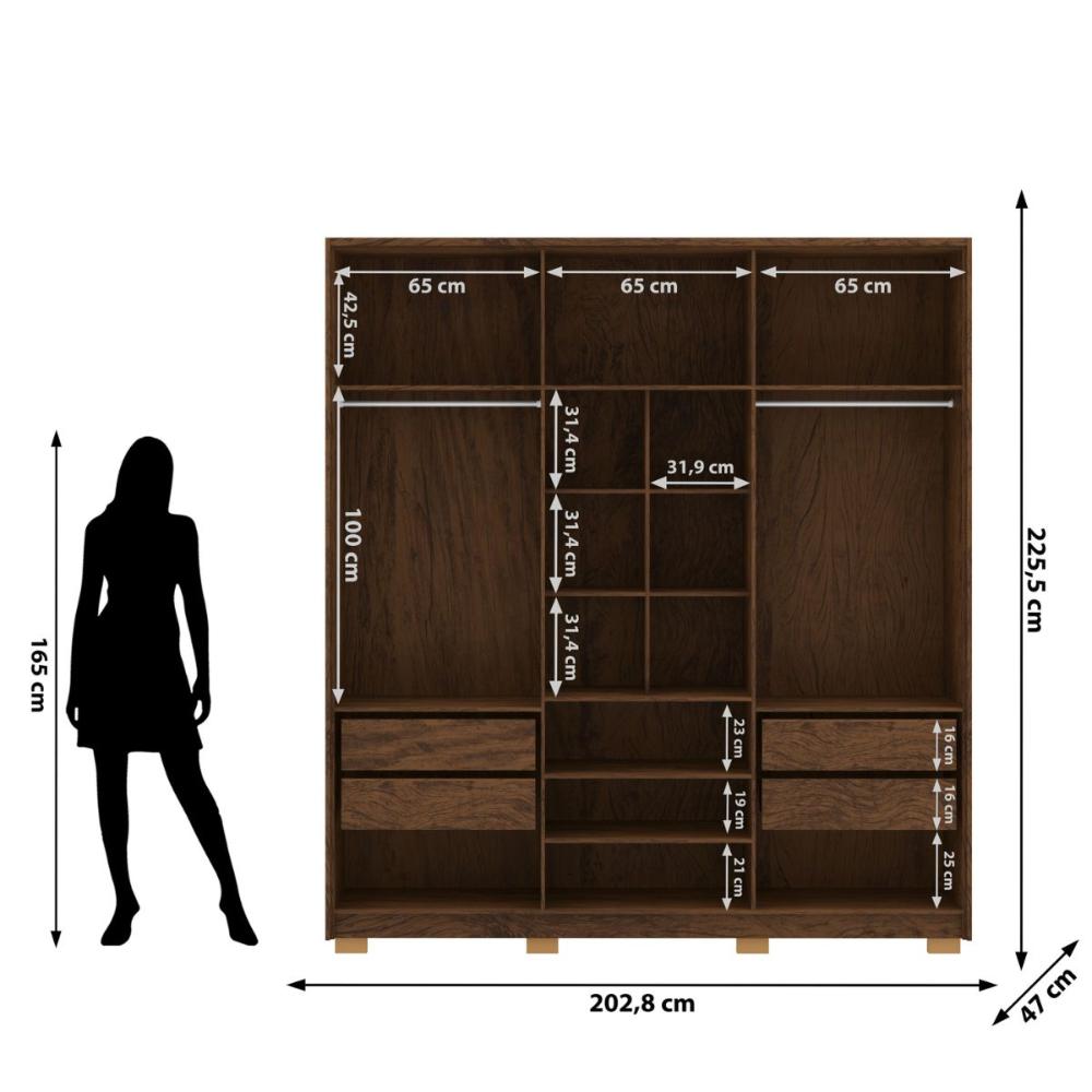 Guarda Roupa 6 Portas Uruguai Imbuia Fendi