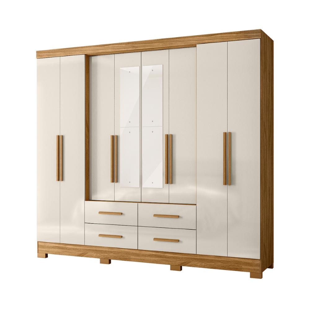 Guarda Roupa 8 Portas Com Espelho Chicago Freijo Off White
