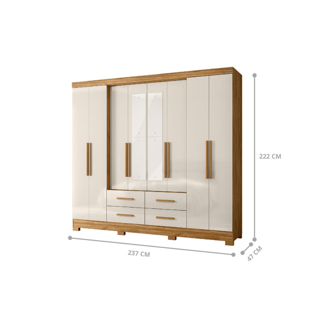 Guarda Roupa 8 Portas Com Espelho Chicago Freijo Off White