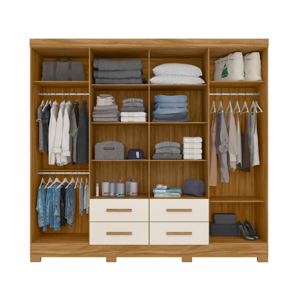 Guarda Roupa 8 Portas Com Espelho Chicago Freijo Off White