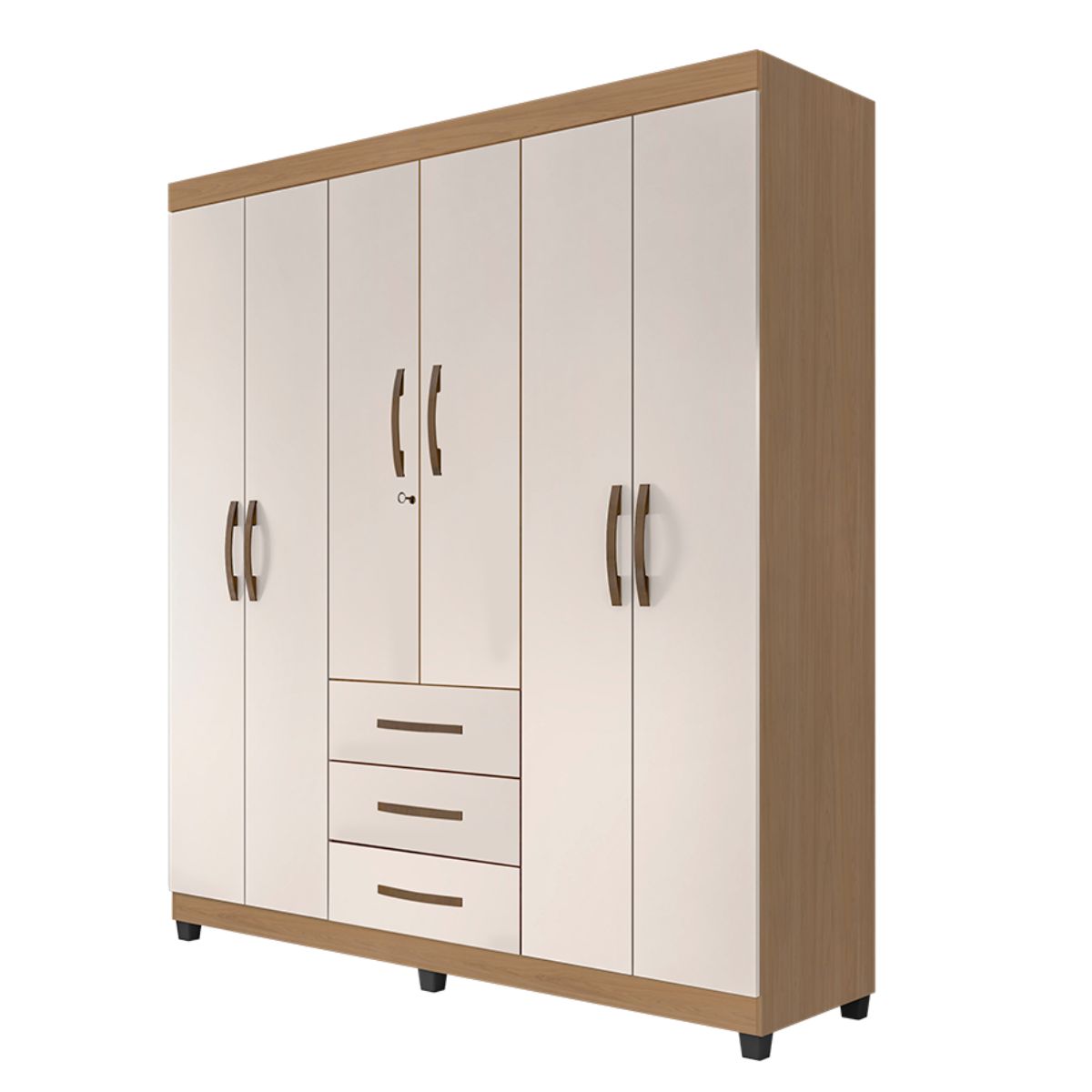 Guarda Roupa Casal 6 Portas Antônio Nature Off White  
