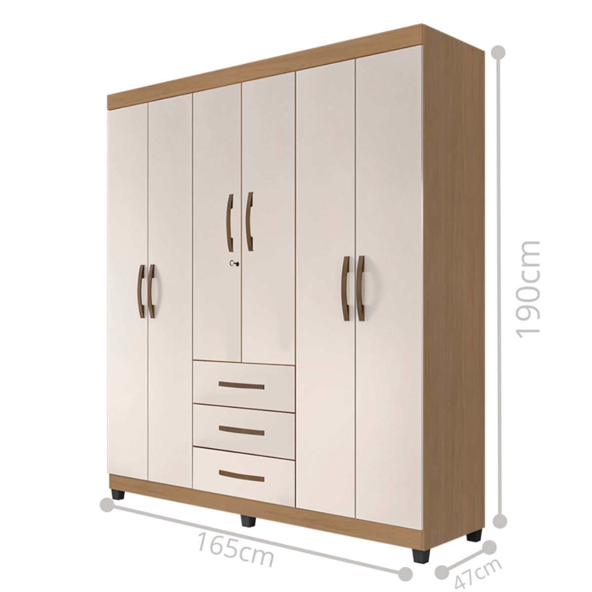 Guarda Roupa Casal 6 Portas Antônio Nature Off White  