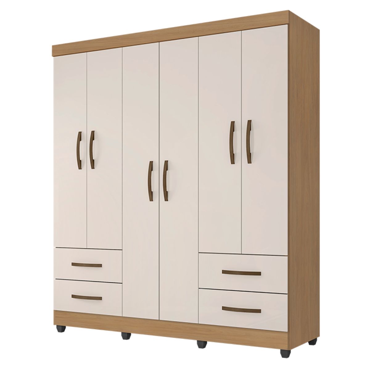Guarda Roupa Casal 6 Portas Fernandópolis Nature Off White