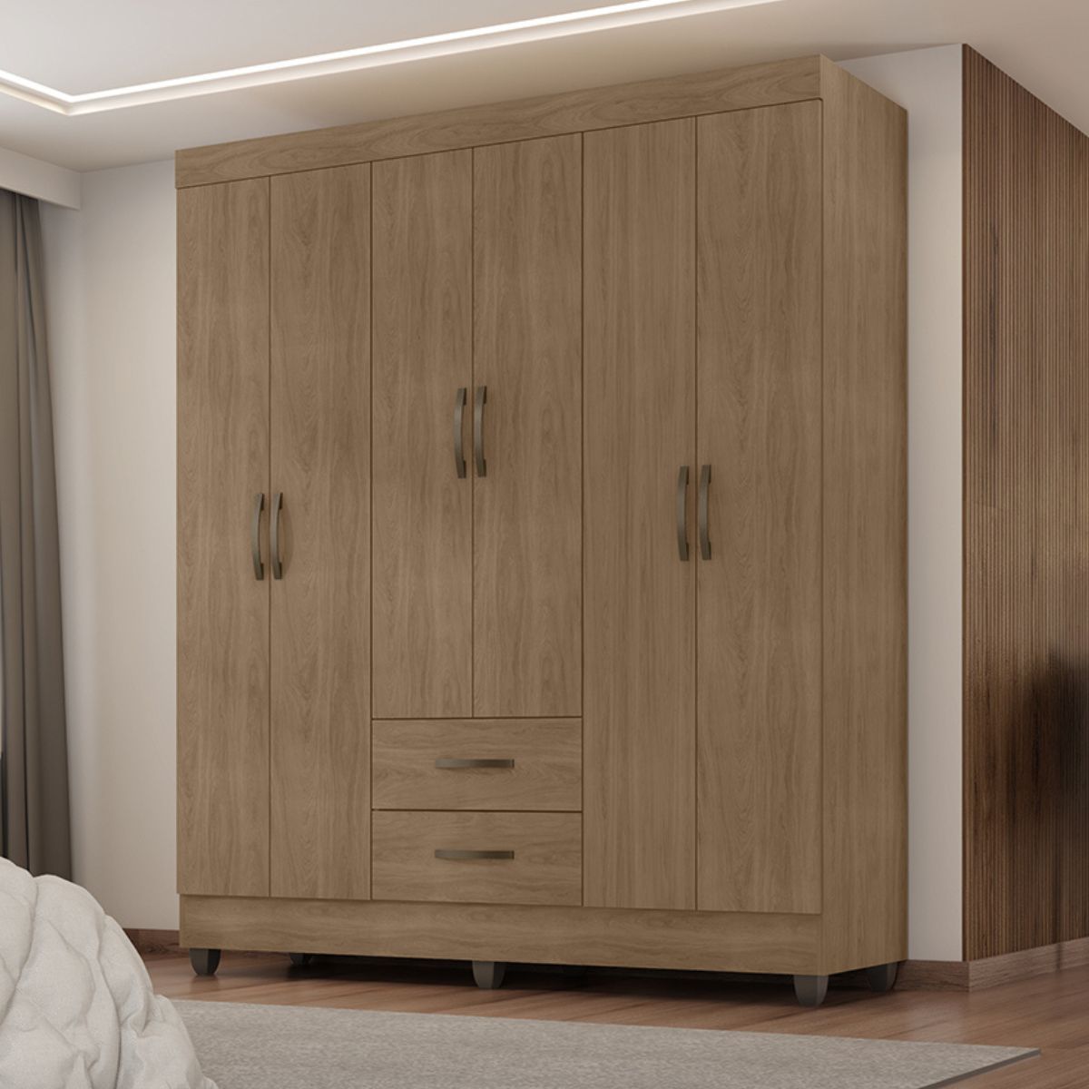 Guarda Roupa Casal com 6 Portas Guararapes Carvalho Oak