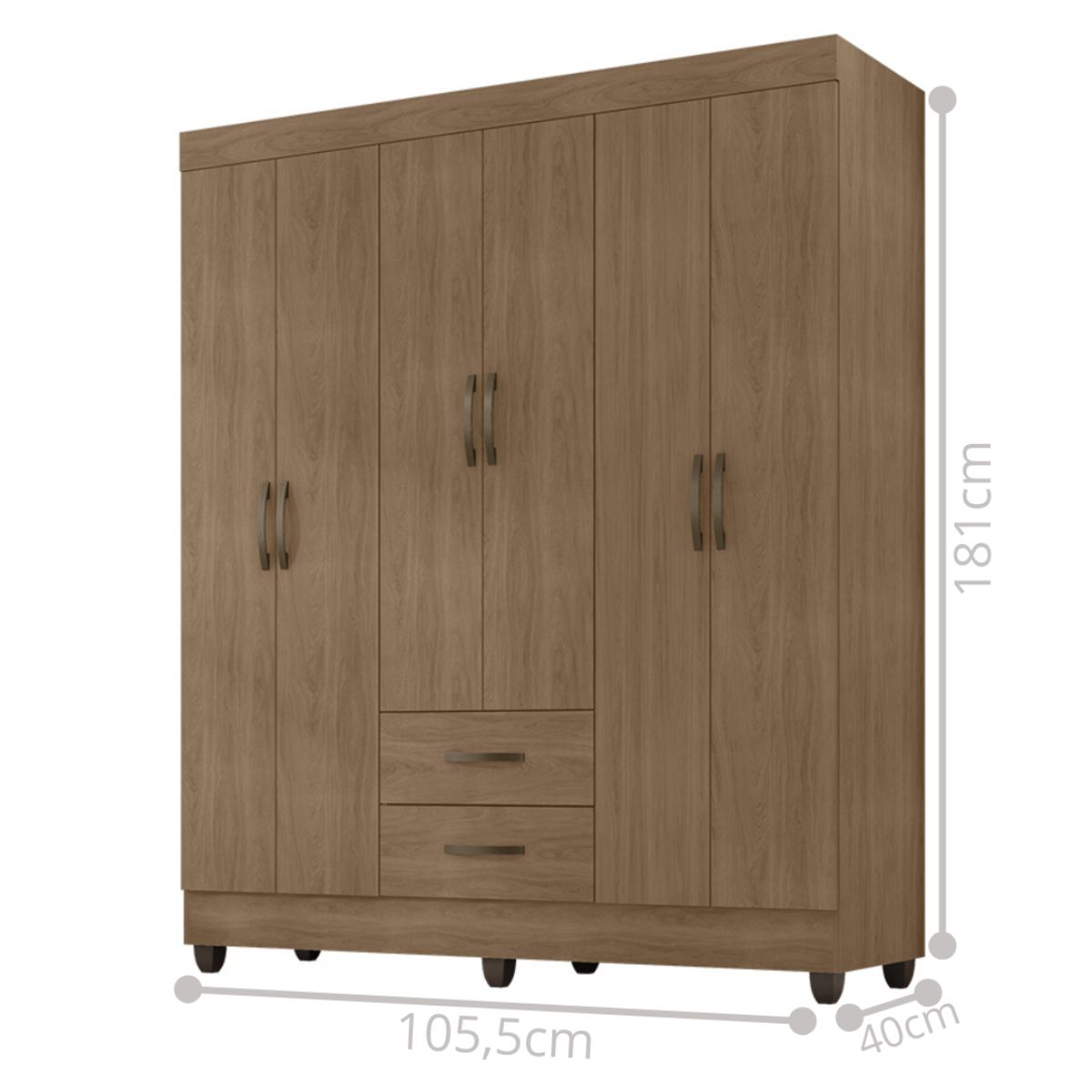 Guarda Roupa Casal com 6 Portas Guararapes Carvalho Oak