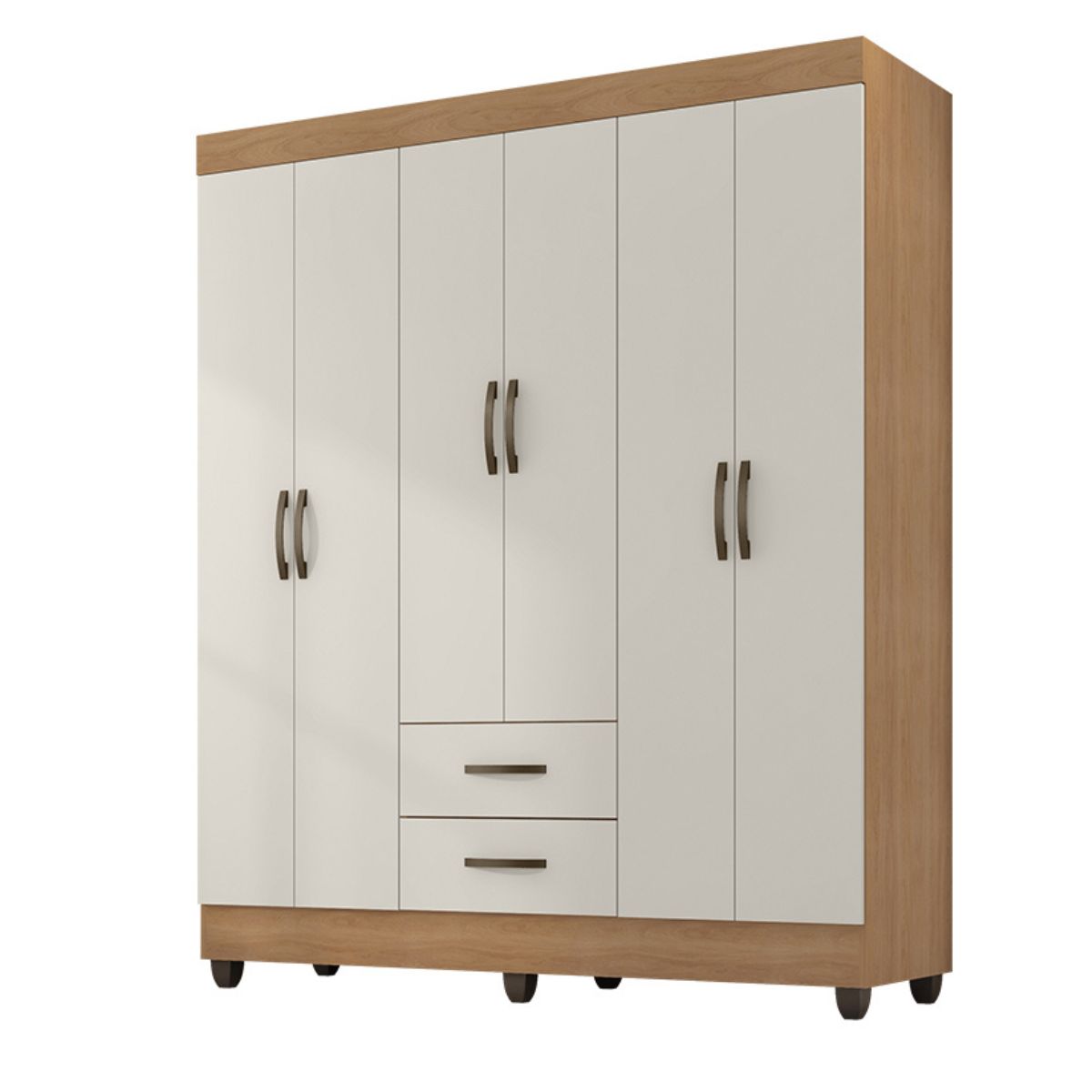 Guarda Roupa Casal com 6 Portas Guararapes Nature Off White