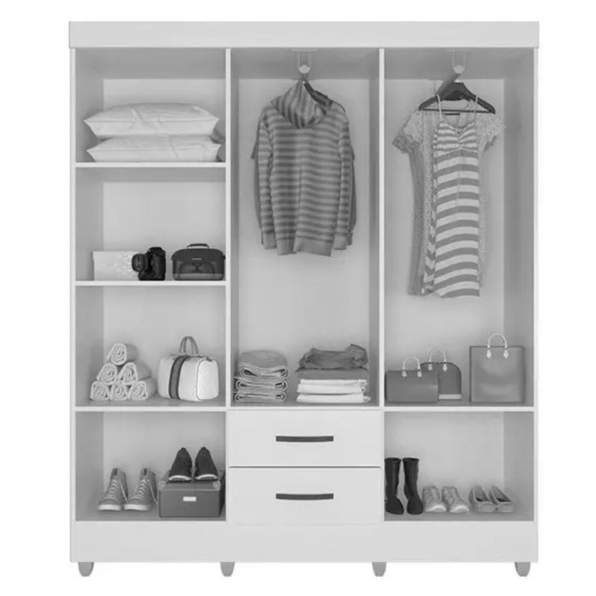 Guarda Roupa Casal com 6 Portas Guararapes Nature Off White