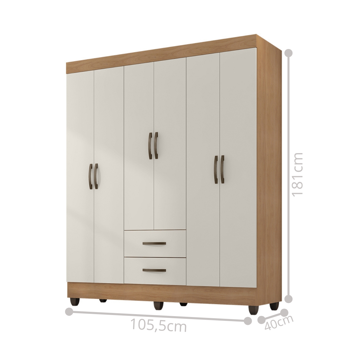 Guarda Roupa Casal com 6 Portas Guararapes Nature Off White