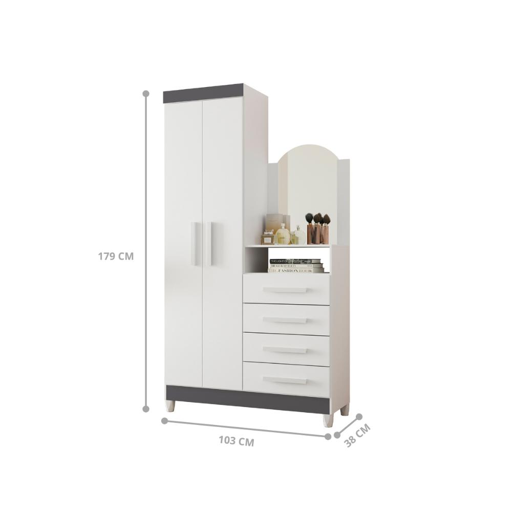 Guarda Roupa Comoda Com Espelho Georgia Titanium
