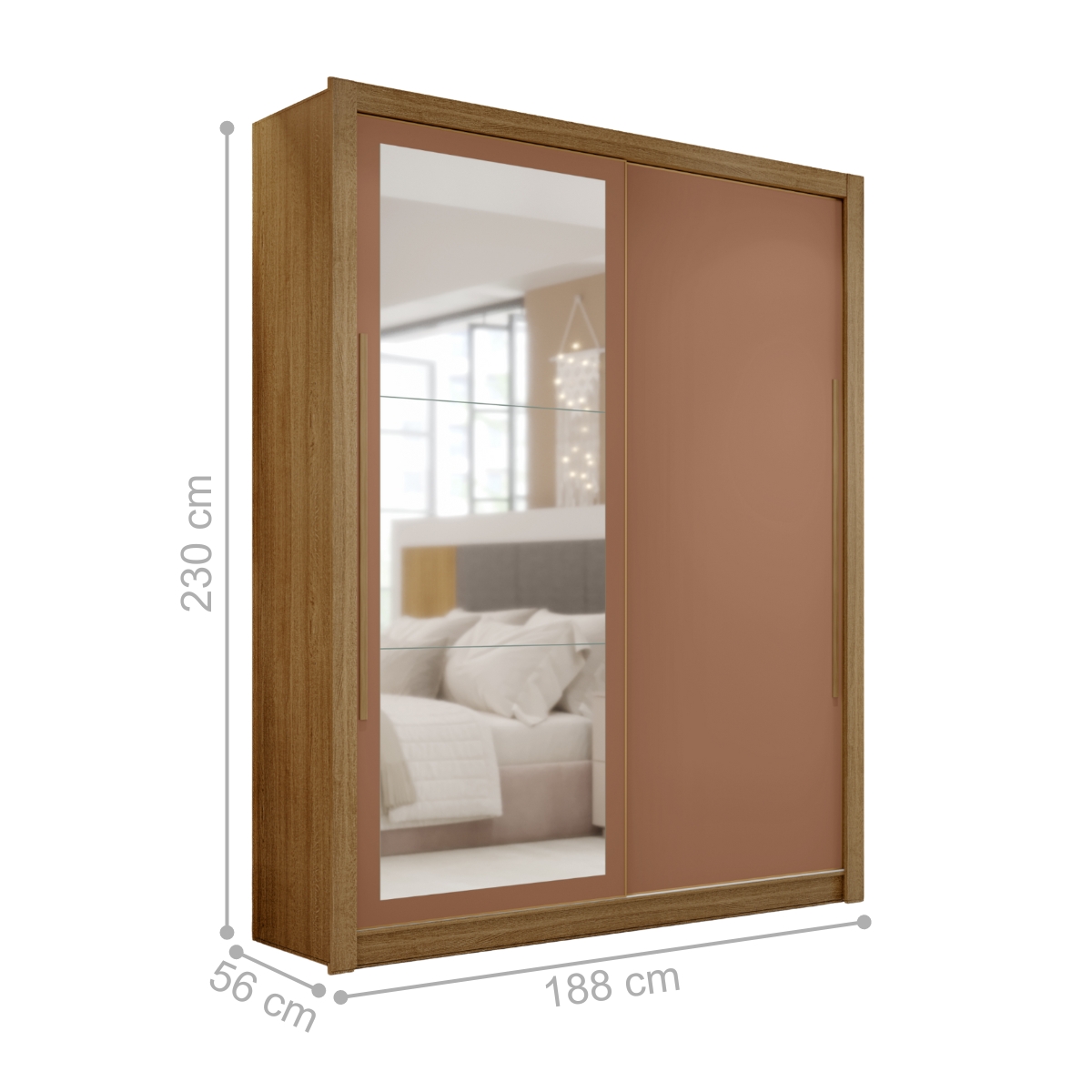 Guarda Roupa Flex com Espelho Hungria Nature Camarim Alasca