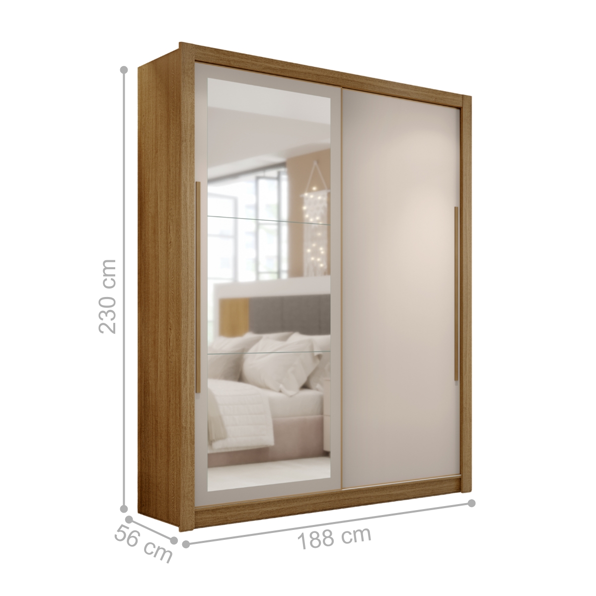 Guarda Roupa Flex com Espelho Hungria Nature Fendi