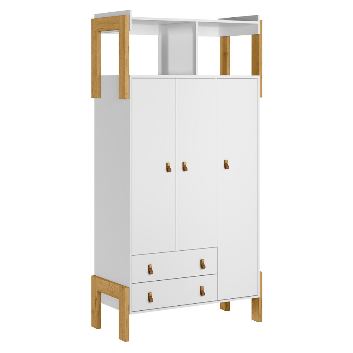 Guarda Roupa Infantil com 3 Portas Bilbao Branco Acetinado