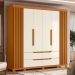 Guarda Roupa Ripado 6 Portas Anahy Cinamomo Off White