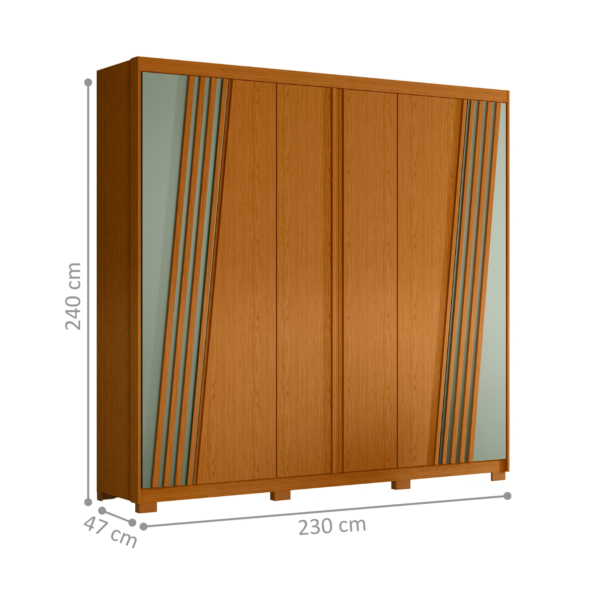 Guarda Roupa Ripado 6 Portas Candoí Cinamomo Sálvia