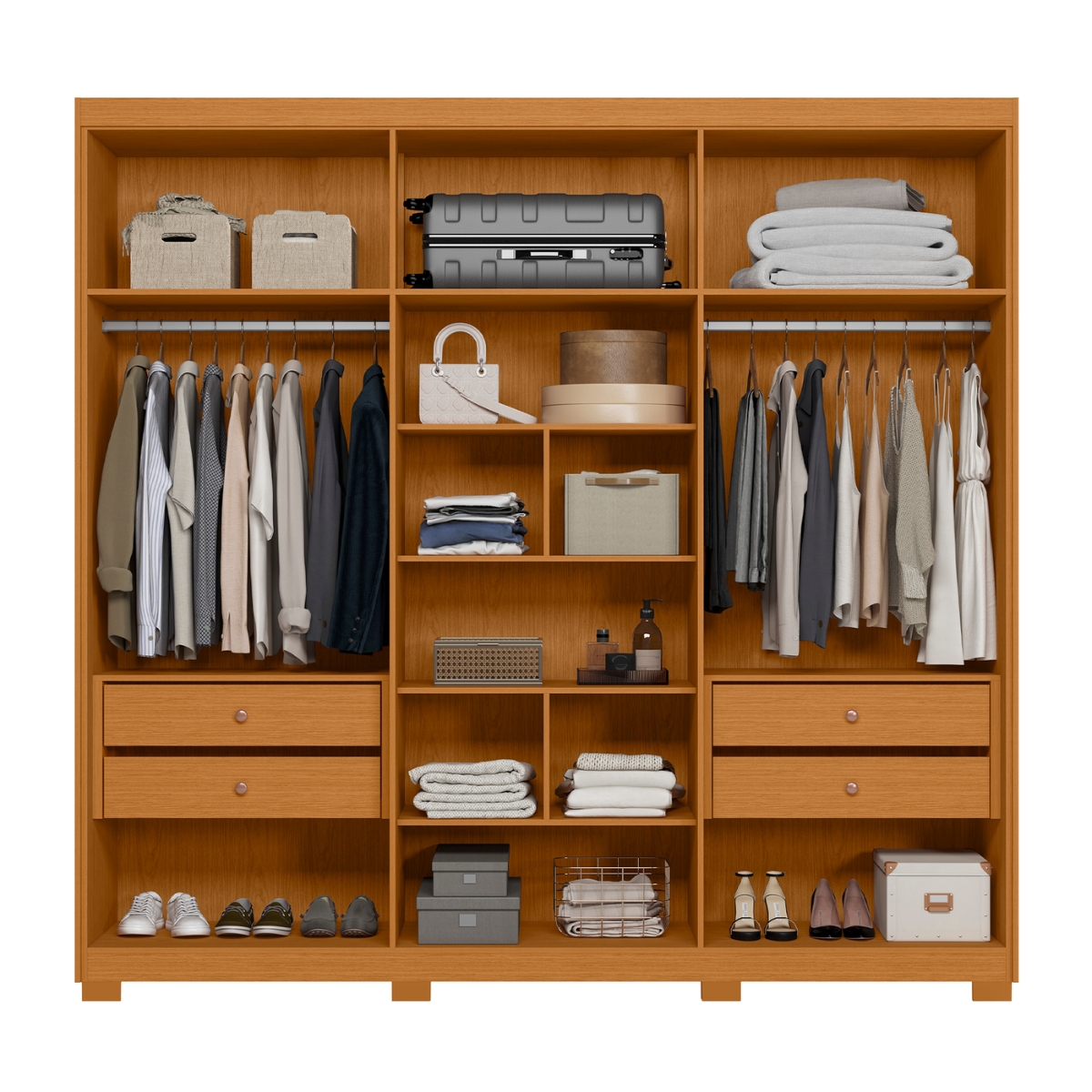 Guarda Roupa Ripado 6 Portas Candoí Cinamomo Sálvia