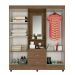 Guarda Roupa Solteiro 4 Portas Carvalho Oak com Espelho   