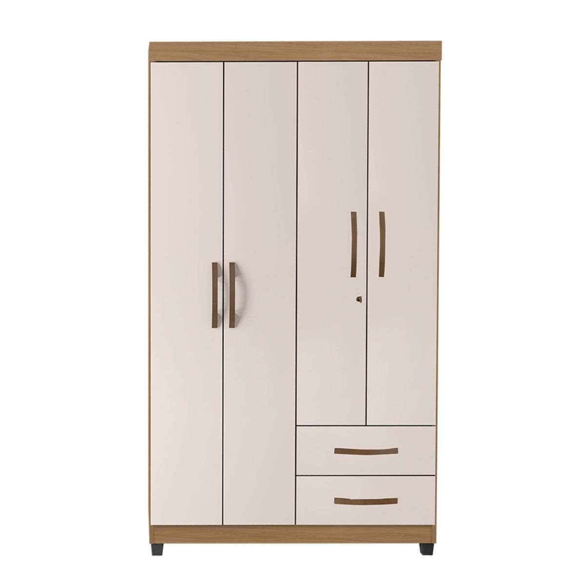 Guarda Roupa Solteiro 4 Portas Cristais Paulista Nature OffW