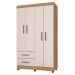 Guarda Roupa Solteiro 4 Portas Pederneiras Nature Off White