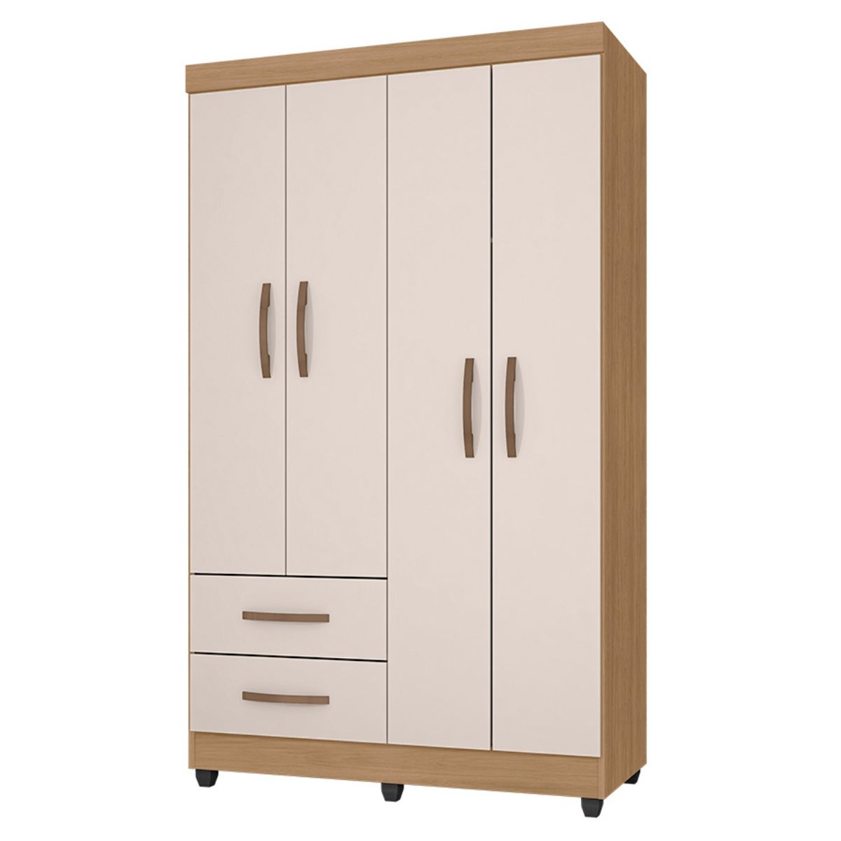 Guarda Roupa Solteiro 4 Portas Pederneiras Nature Off White