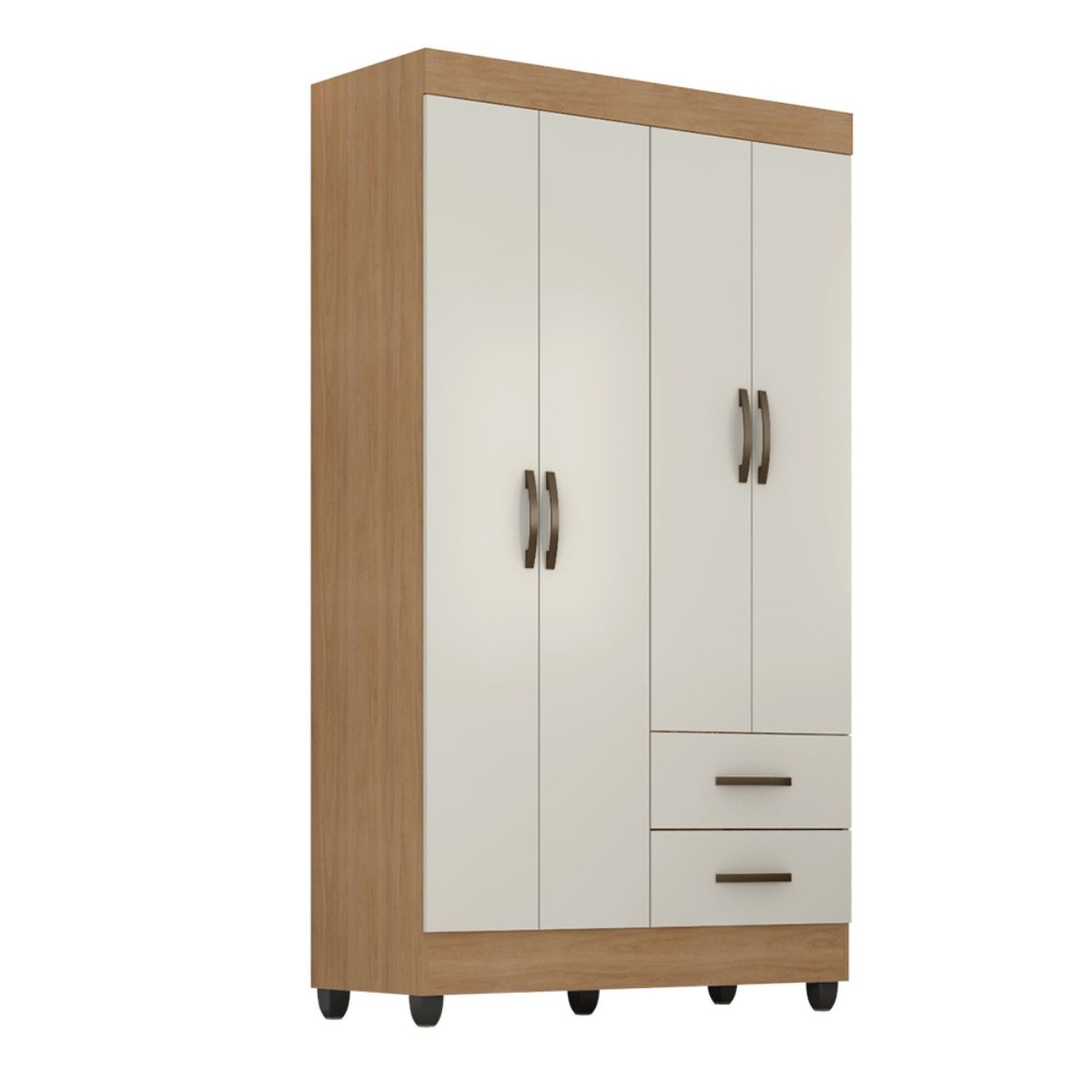 Guarda Roupa Solteiro 4 Portas Sandovalina Naturre Off White