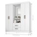 Guarda Roupa Solteiro 4 Portas com Espelho Branco  