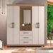 Guarda Roupa Solteiro Espelho Capela Campos Nature Off White  