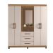 Guarda Roupa Solteiro Espelho Capela Campos Nature Off White  