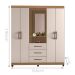 Guarda Roupa Solteiro Espelho Capela Campos Nature Off White  