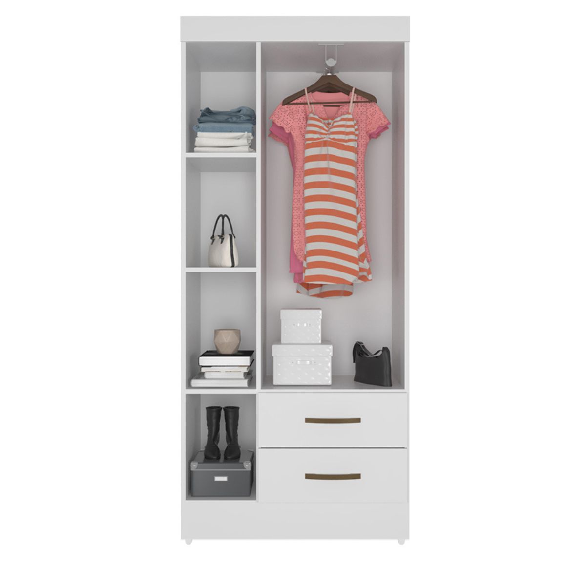 Guarda Roupa Solteiro com 3 Portas Vidigal Branco  