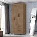 Guarda Roupa Solteiro com 3 Portas Vidigal Carvalho Oak