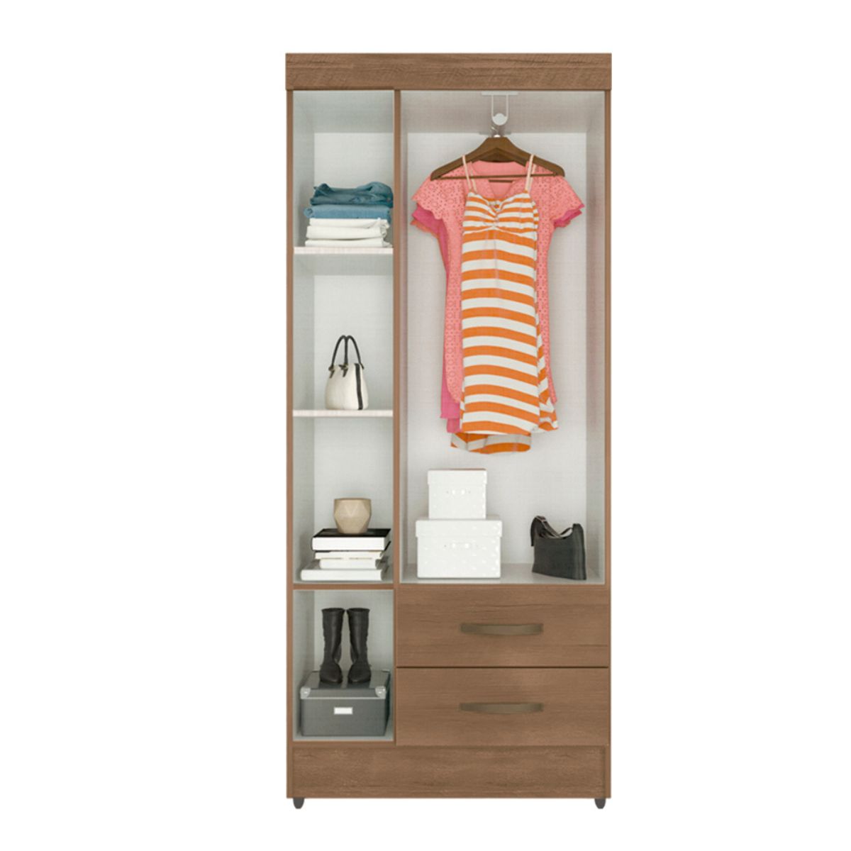 Guarda Roupa Solteiro com 3 Portas Vidigal Carvalho Oak