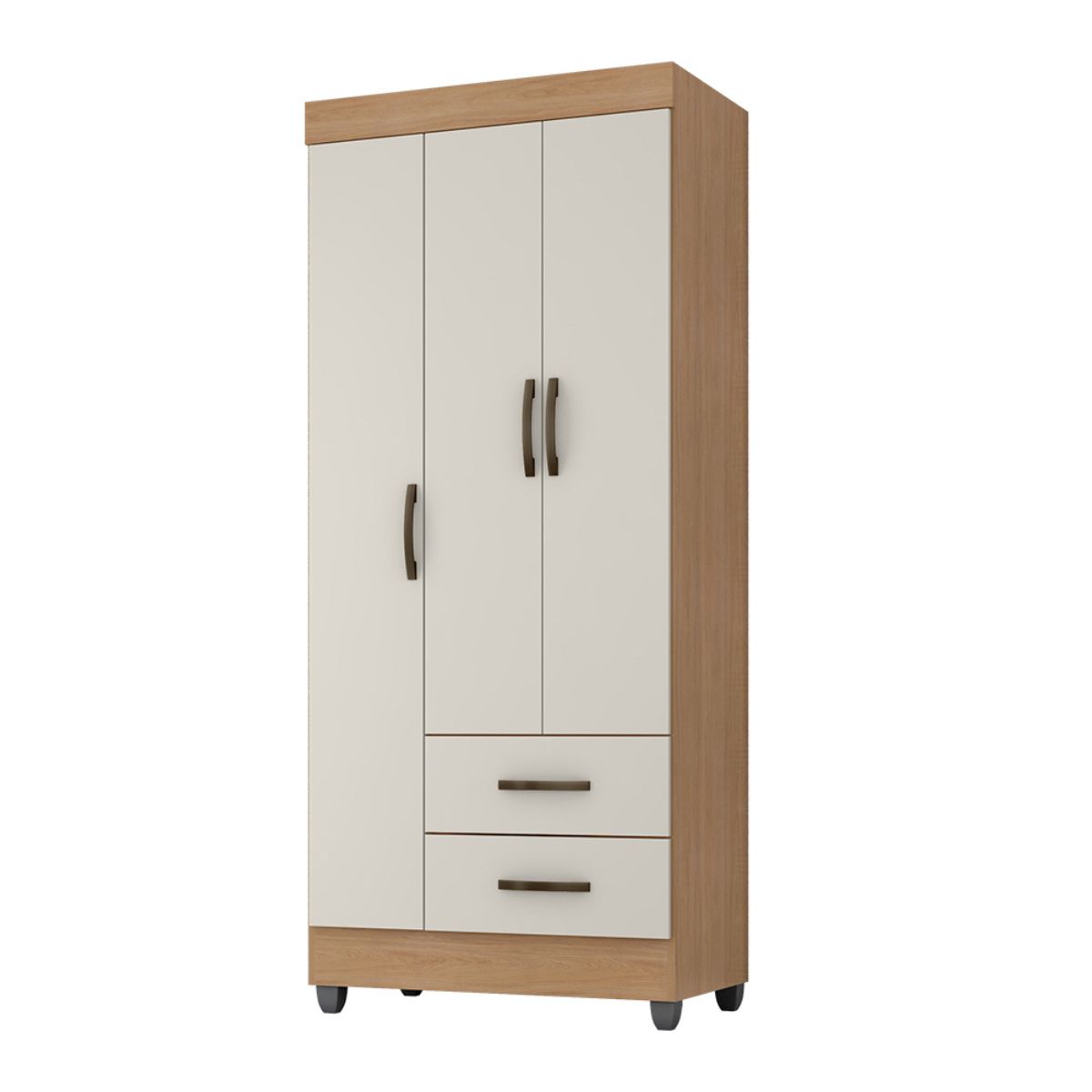 Guarda Roupa Solteiro com 3 Portas Vidigal Nature Off White  