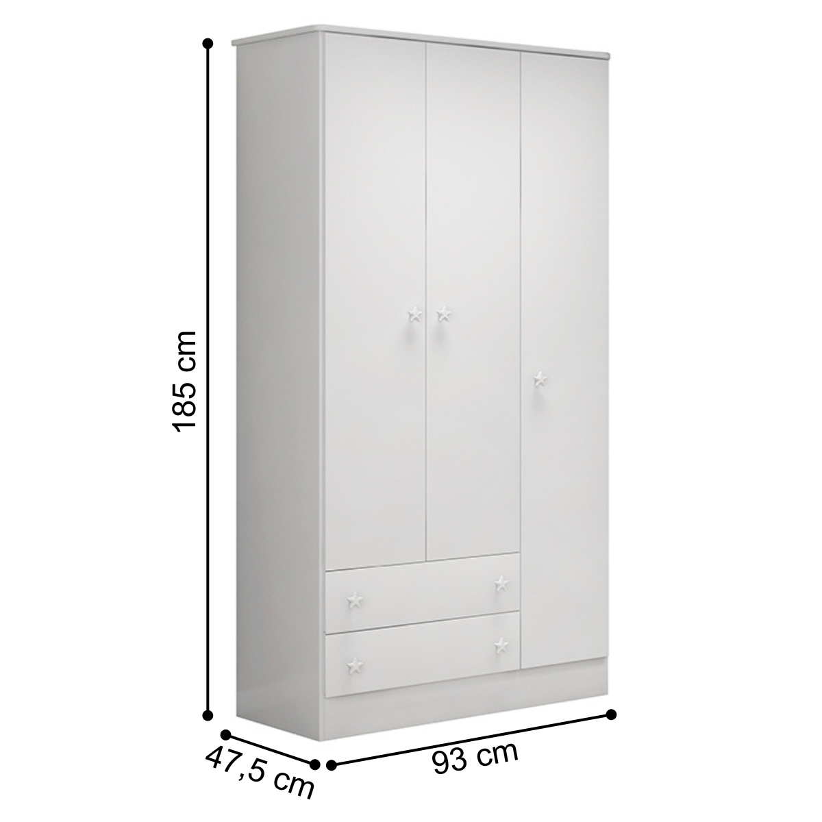 Guarda Roupa com 3 Portas e Cômoda Hamilton Branco Branco