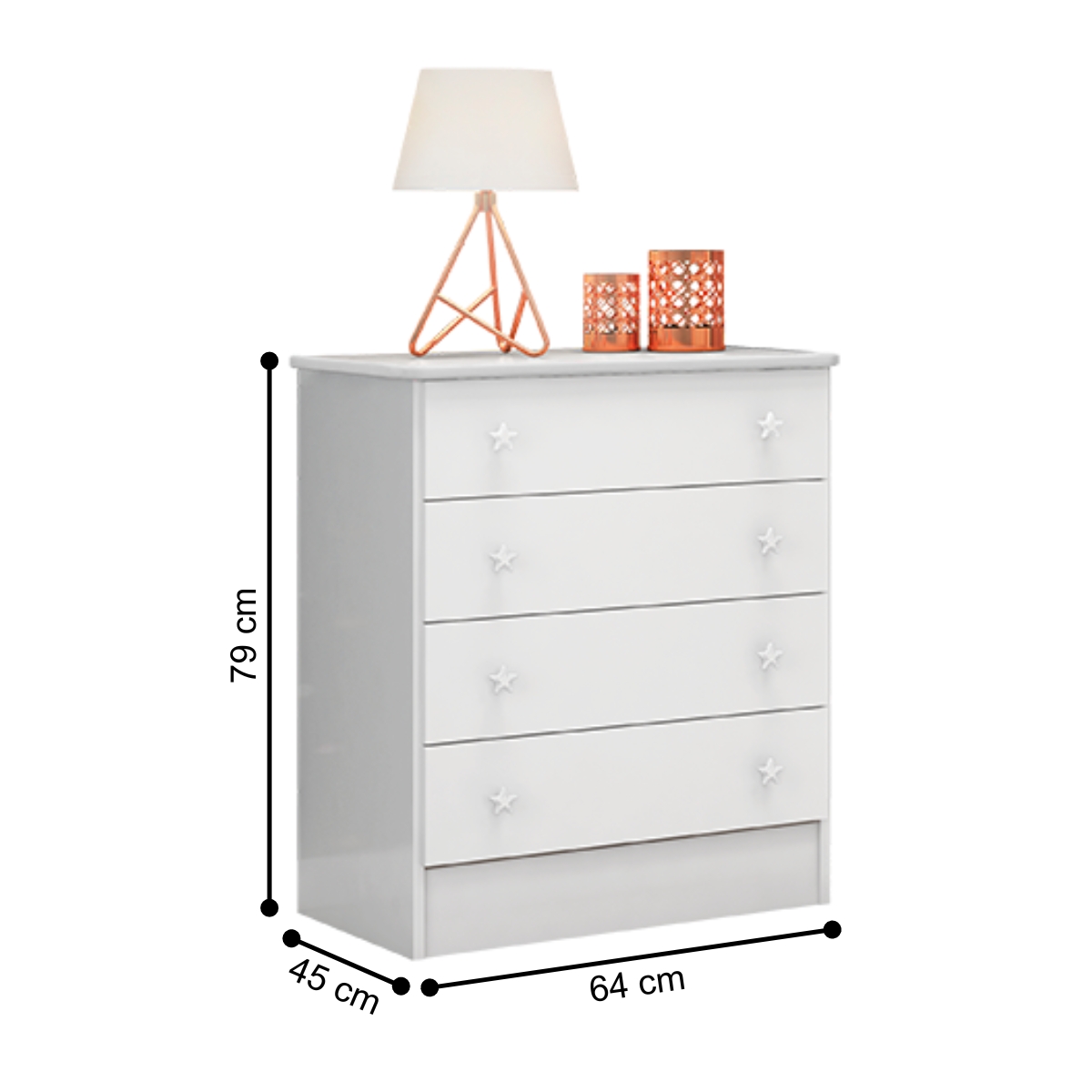 Guarda Roupa com 3 Portas e Cômoda Hamilton Branco Branco