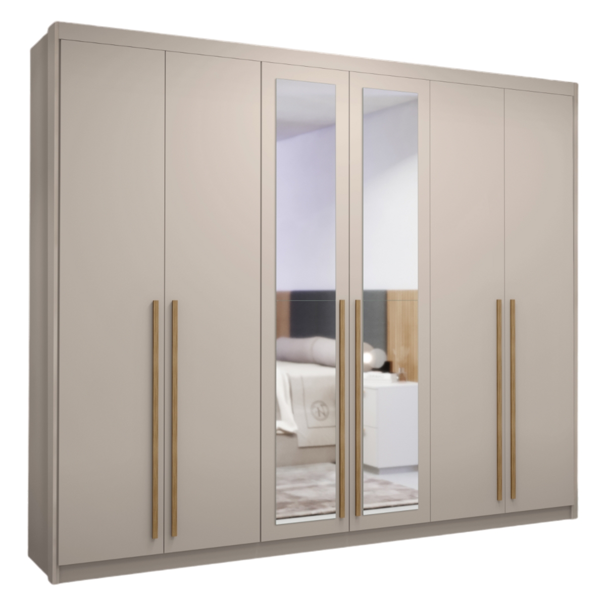 Guarda Roupa com 6 Portas com Espelhos Múrcia Fendi