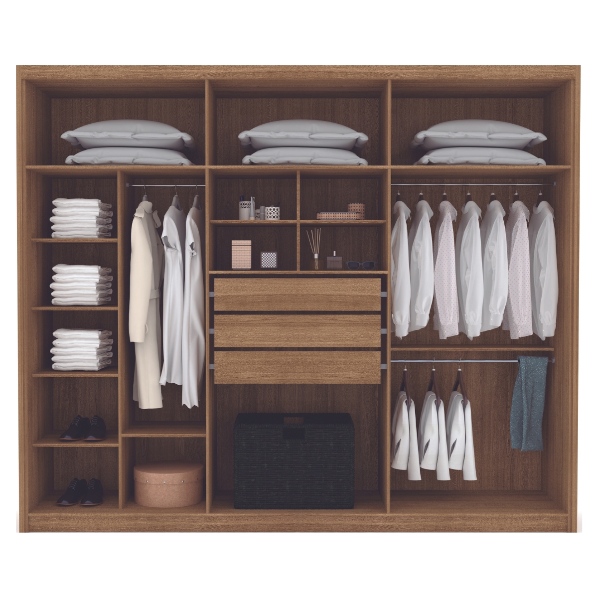 Guarda Roupa com 6 Portas com Espelhos Múrcia Nature Fendi