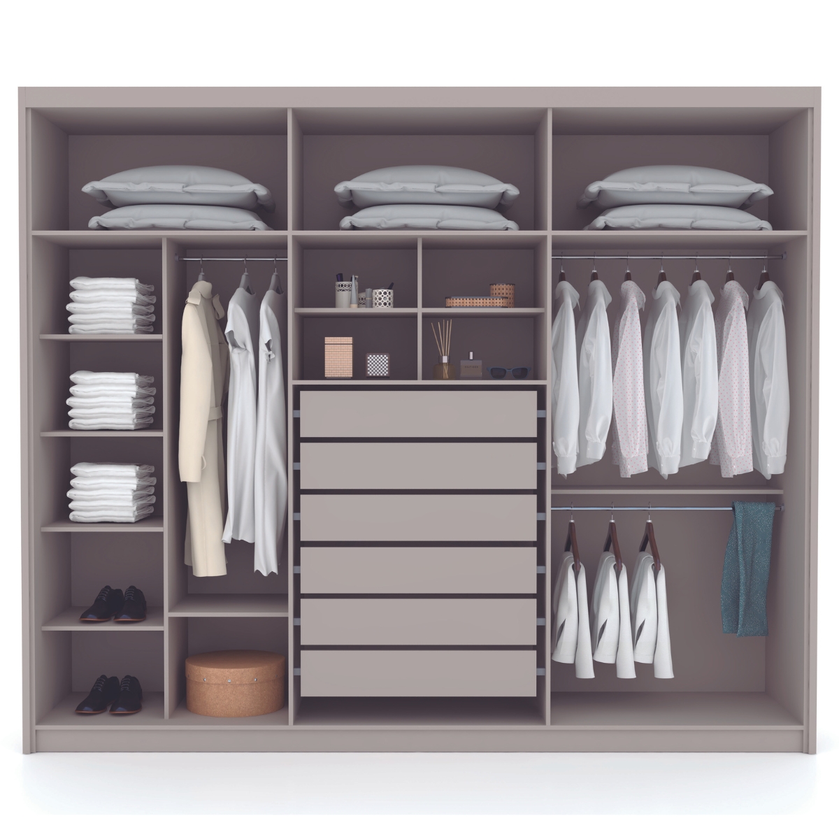 Guarda Roupa com 6 Portas e 3 Gavetas Sevilha Fendi
