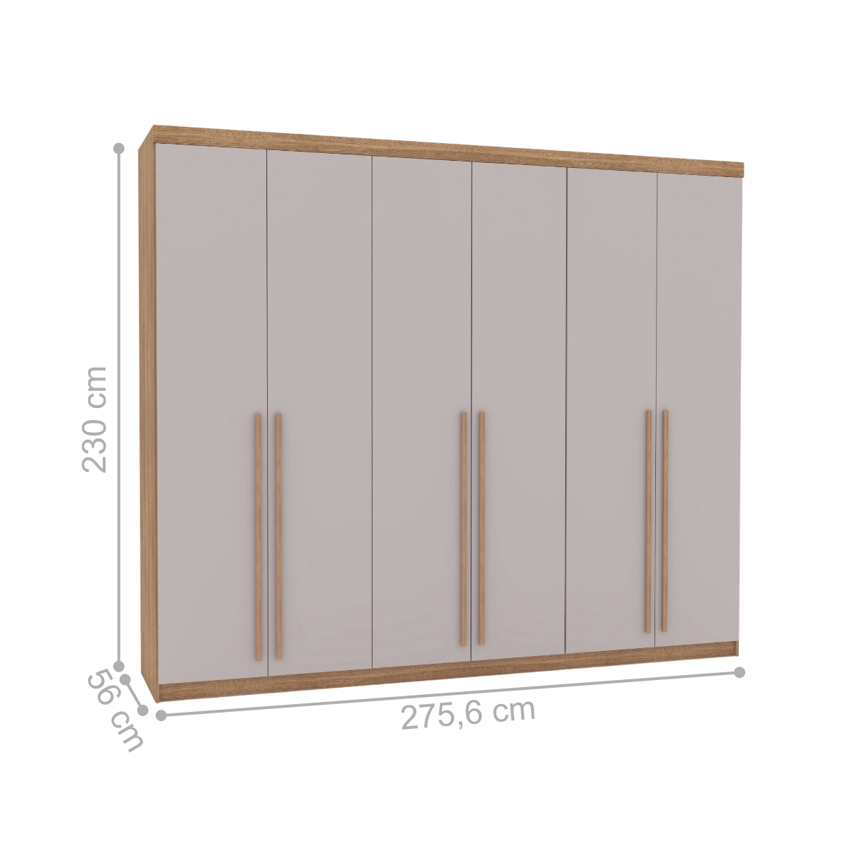 Guarda Roupa com 6 Portas e 3 Gavetas Sevilha Nature Fendi