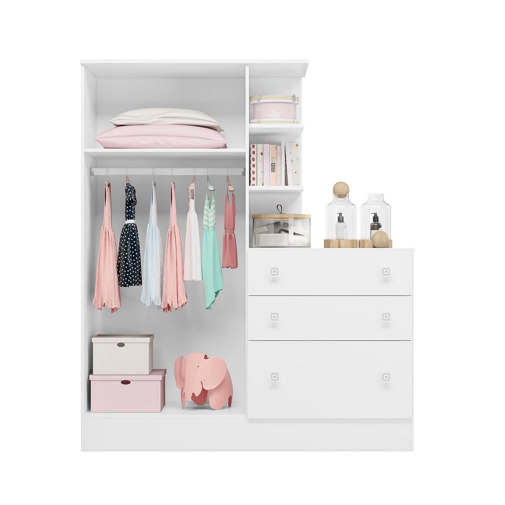 Guarda Roupa com Comoda Infantil Lecco Branco