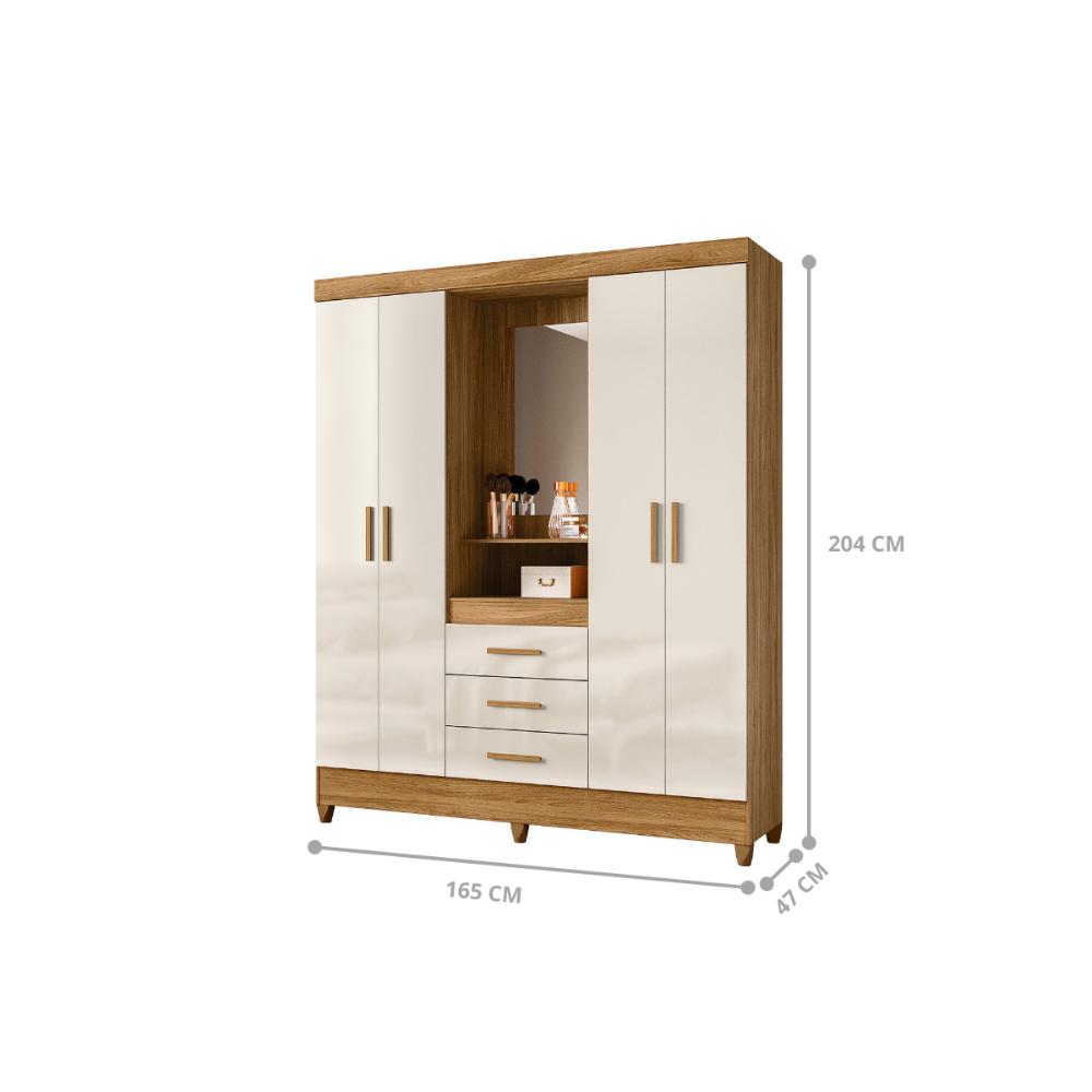 Guarda Roupa com Espelho Cairo Freijo Off White
