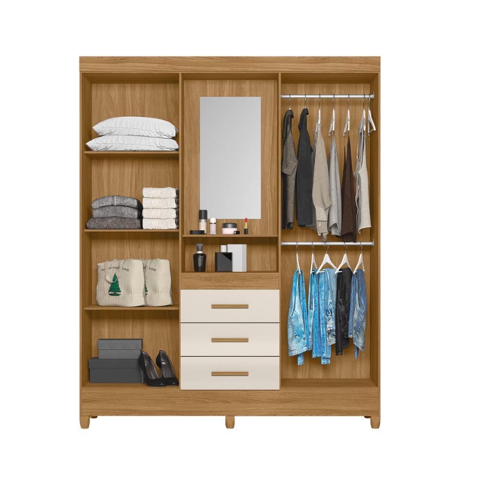 Guarda Roupa com Espelho Cairo Freijo Off White