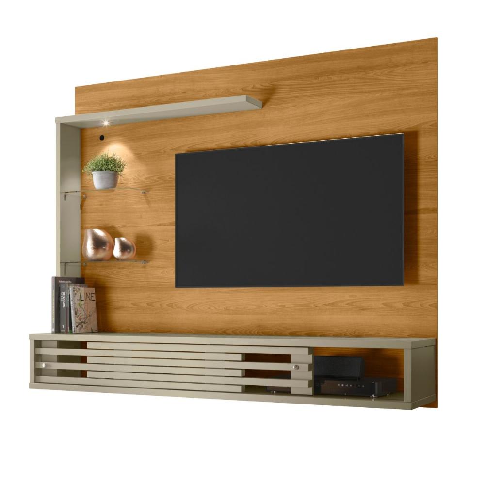 Home Para TV Com LED Porta Deslizante Cumaru Opala