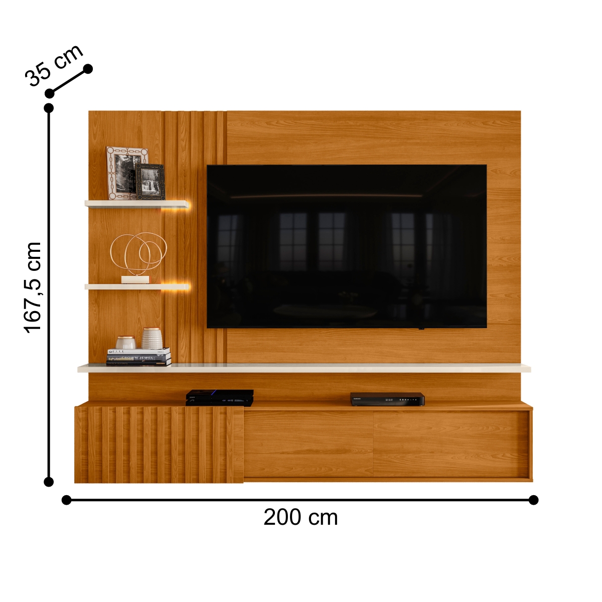 Home para TVs 65" Ripado Milão Cinamomo Off White