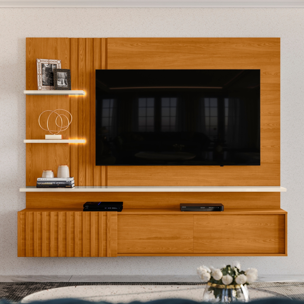 Home para TVs 65" Ripado Milão Cinamomo Off White