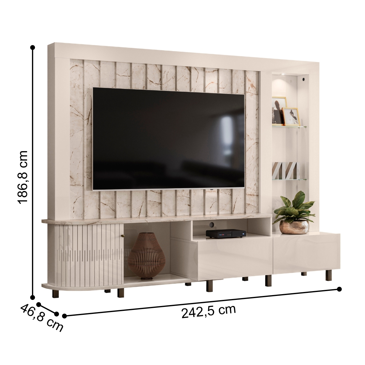 Home para TVs 70" 2 Gavetas Derby Calacata Off White