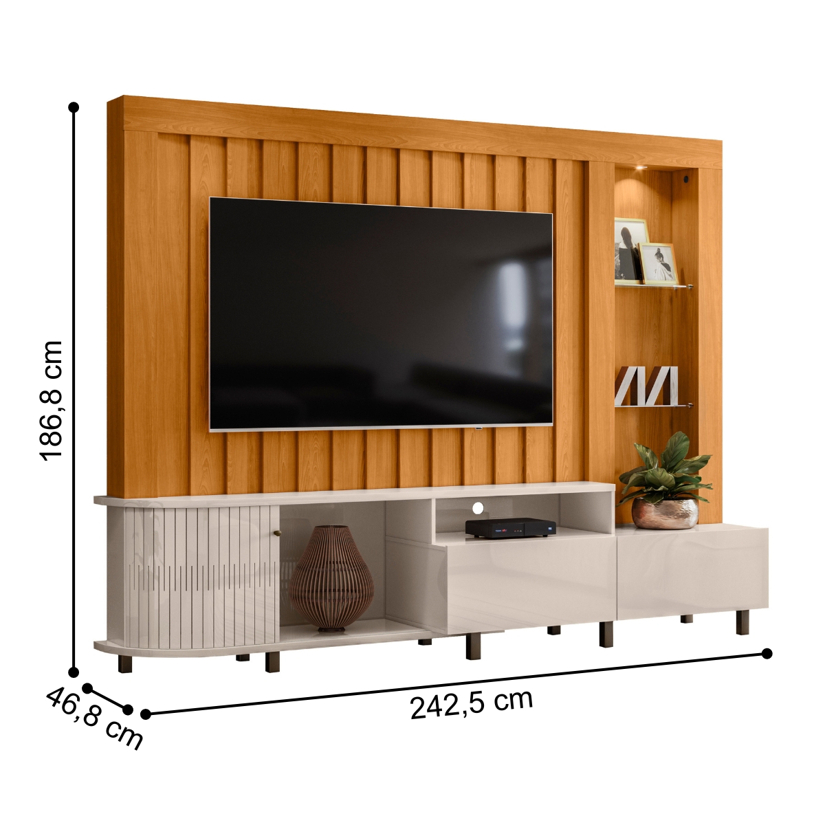 Home para TVs 70" 2 Gavetas Derby Cinamomo Off White