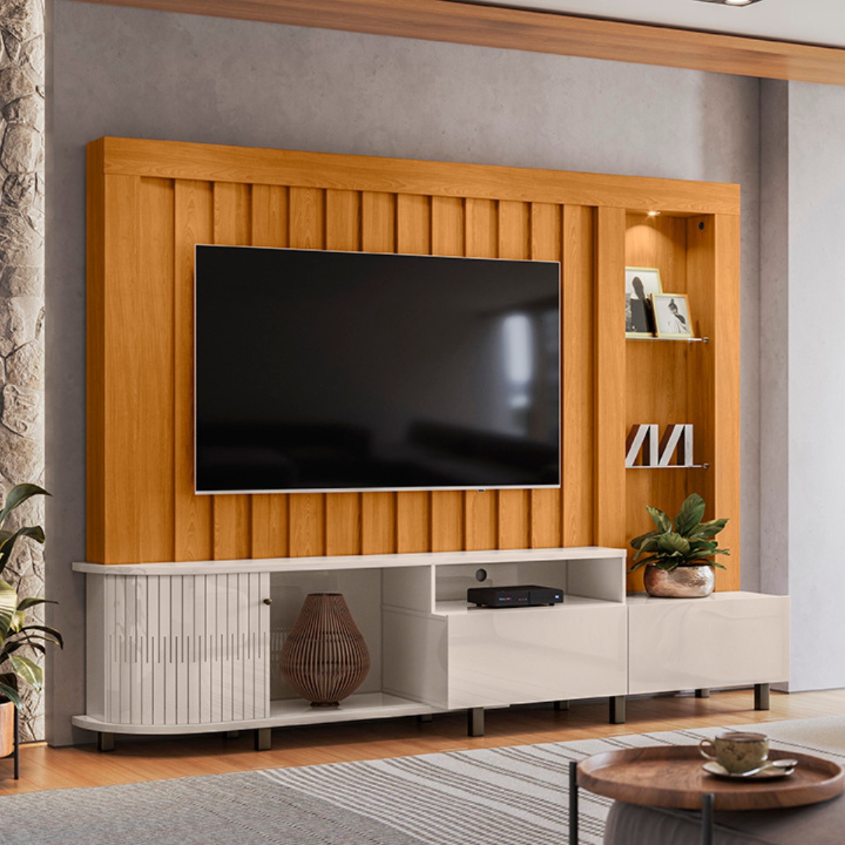 Home para TVs 70" 2 Gavetas Derby Cinamomo Off White