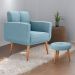 Jogo Poltrona e Puff para Sala Oliver Boucle Azul