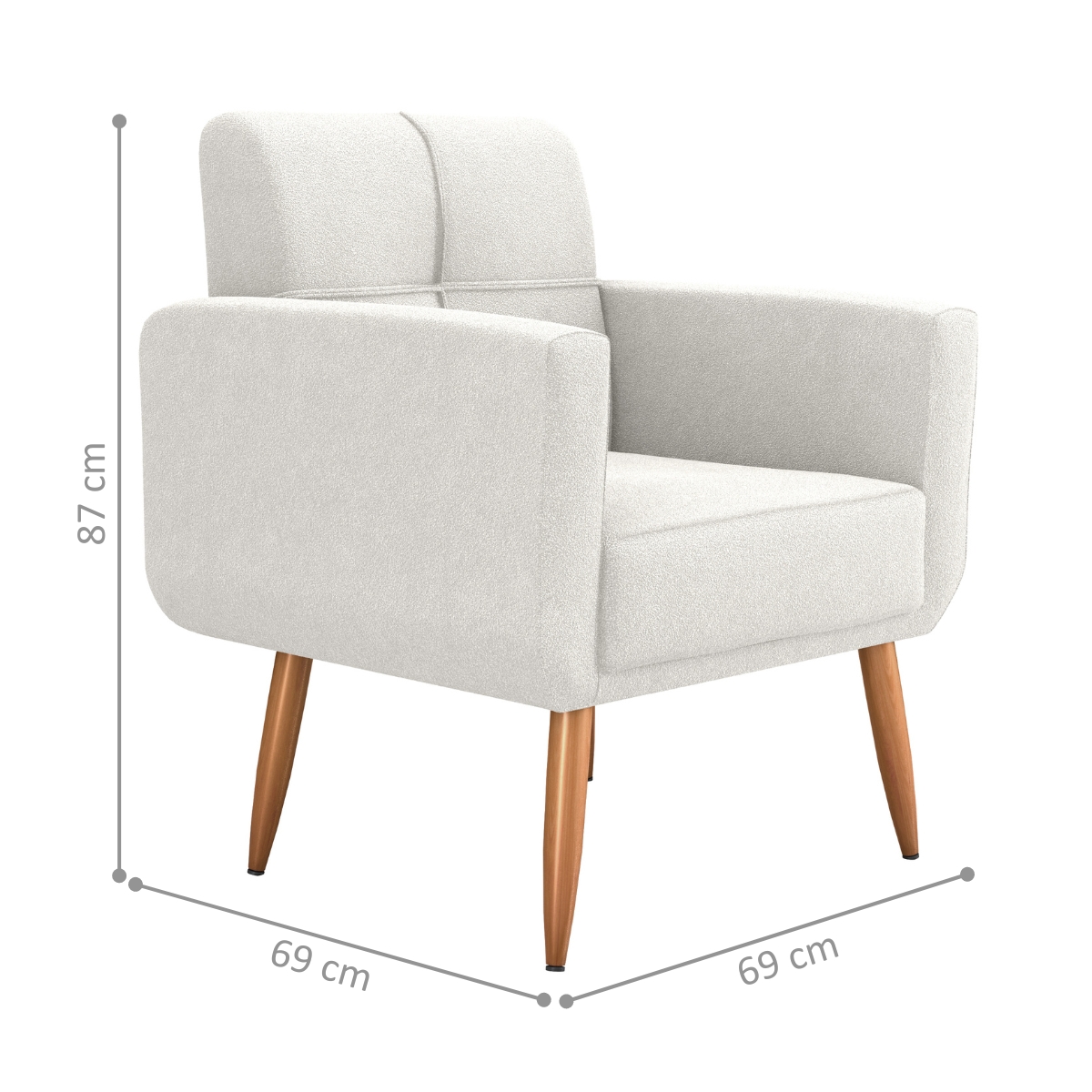 Jogo Poltrona e Puff para Sala Oliver Boucle Bege