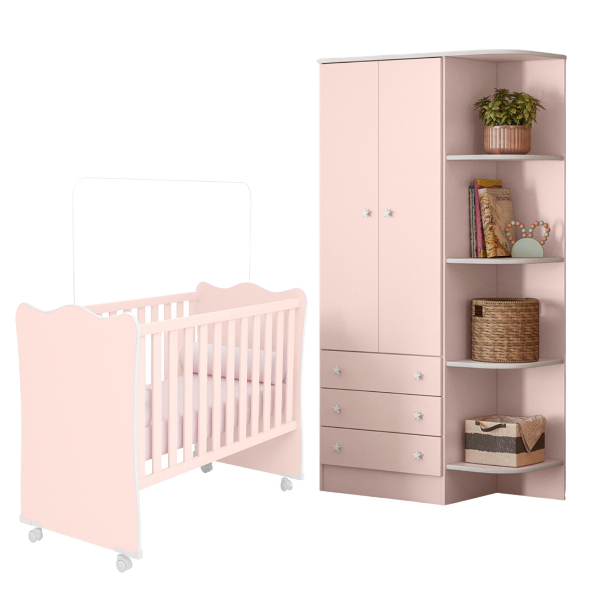 Jogo Quarto Infantil Los Angeles Rosa Acetinado
